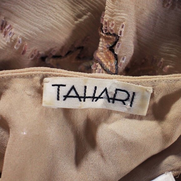 Vintage Beaded Top Sleeveless Beige TAHARI, Size 2 - Picture 3 of 4